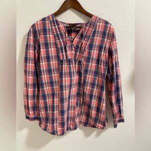 Bit & Bridle pink and Blue Plaid Blouse